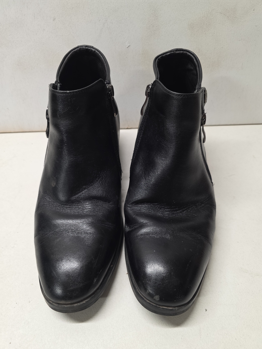TOTO Men’s Black Leather Ankle Boots Size 9 Side Zip Dress Boots Square Toe